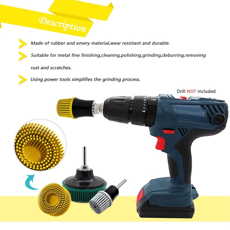 HIEMTE HIEMIE Tools Bristle Disc Set includ 3" 2" 1" Grit 80#,with 3" 2" 1" Shank Attachment Abrasive Coating Removal Disc for Metal - Image 4